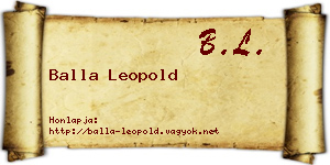 Balla Leopold névjegykártya